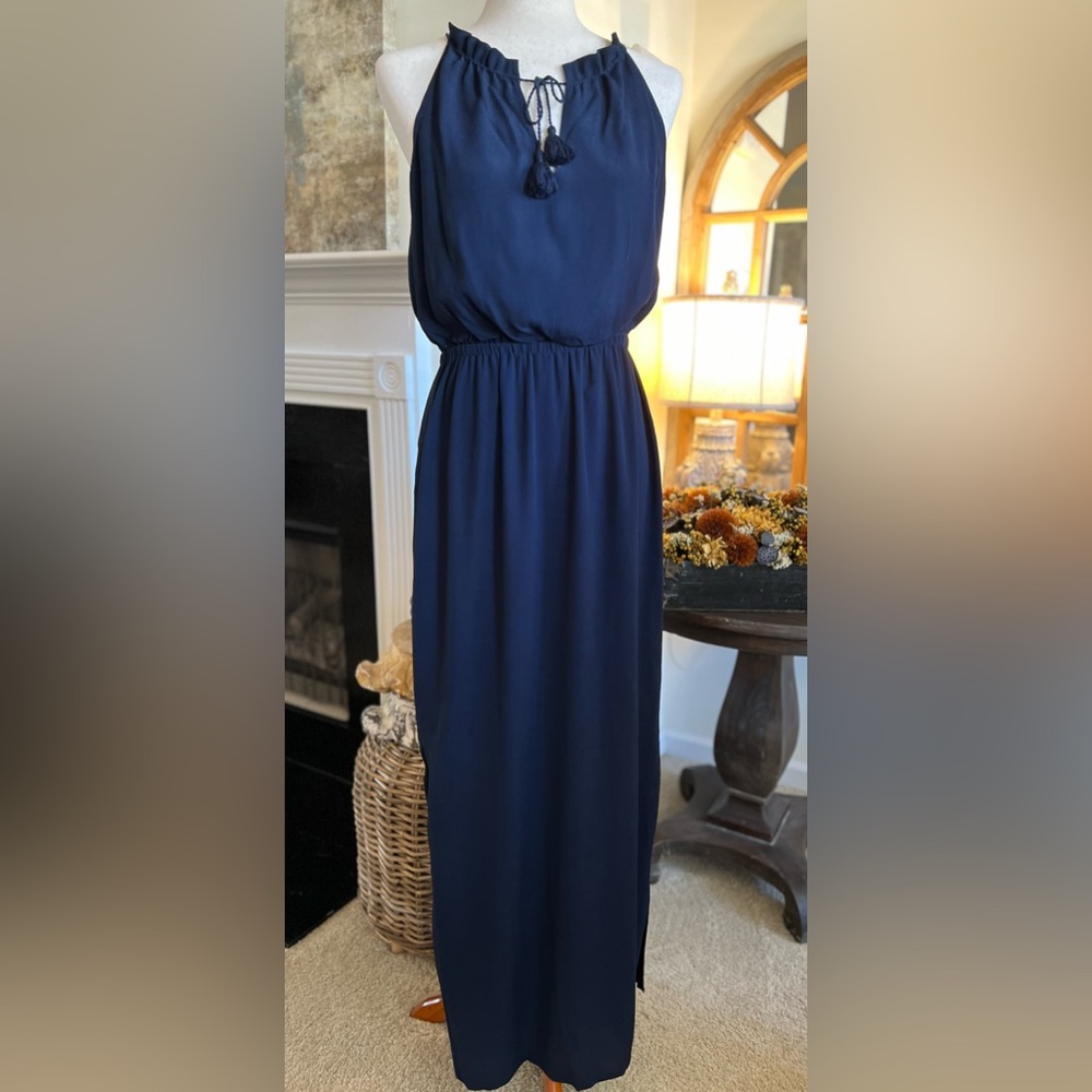 EUC Madewell Navy Tassel Tie Maxi Dress size 6